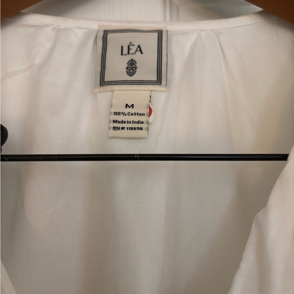 White Ruffle-Trim Button Front Tunic - Picture 3 of 3